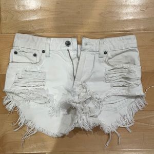 white denim shorts